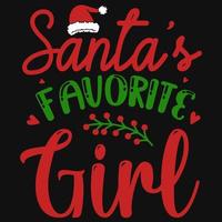 diseño de camiseta de niña favorita de santa vector