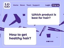 Beauty salon website design, professional woman makeup and hairstyle, barbershop master, hairstyling salon web template. Vector Illustration in flat cartoon style.