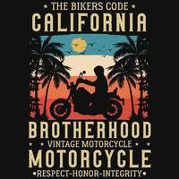 diseño de camiseta de conducción de motocicletas de california vector