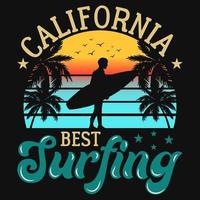 el mejor diseño de camiseta de surf de california vector