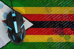 Zimbabwe flag  and computer mouse. Digital threat, illegal actions on the Internet photo