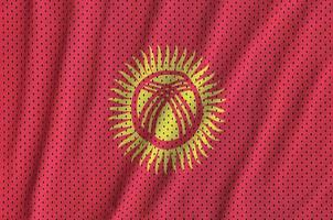 Kyrgyzstan flag printed on a polyester nylon sportswear mesh fab photo