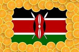 Kenya flag  in fresh citrus fruit slices frame photo