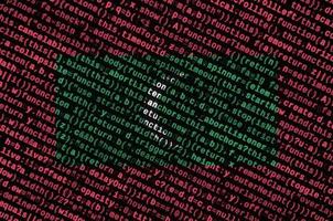 Maldives flag  is depicted on the screen with the program code. The concept of modern technology and site development photo