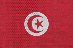 Tunisia flag printed on a polyester nylon sportswear mesh fabric photo