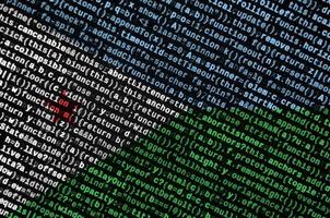 Djibouti flag  is depicted on the screen with the program code. The concept of modern technology and site development photo
