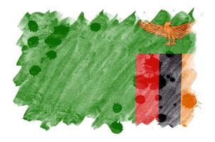 Zambia flag  is depicted in liquid watercolor style isolated on white background photo