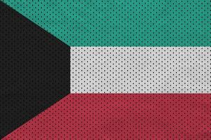 Kuwait flag printed on a polyester nylon sportswear mesh fabric photo