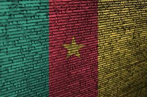 Cameroon flag  is depicted on the screen with the program code. The concept of modern technology and site development photo