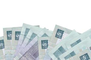 5 Egyptian pounds bills lies on bottom side of screen isolated on white background with copy space. Background banner template photo