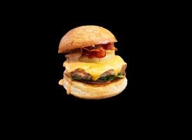 isolated bacon cheese burger photo