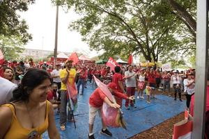 Brasilia, Brazil, October 23, 2020 Supporters for former President Lula of Brazil, hold a rally in support of their candidate photo