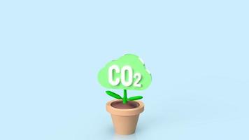 el árbol de nubes de co2 para el concepto ecológico o ecológico de renderizado 3d foto