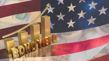 The gold bond yield text and chart on Usa flag background 3d rendering photo