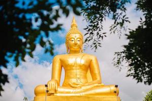 Magha Asanha Visakha Puja Day , Buddha statue , bodhi leaf with double exposure and len flared , soft image and soft focus style photo