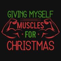 Giving myself muscles for Christmas tshirt design vector