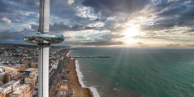 Aerial view of British Airways i360 observation deck in Brighton, UK. photo