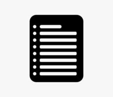 black icon, paper sheet. one page of blinder or notebook with coloumn. vector