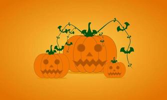 vector illustration of Halloween themed background, silhouette, pumpkin