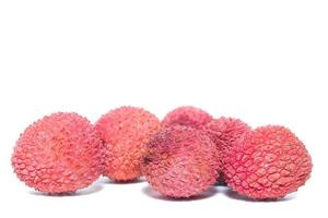 fresh lychees on a white background photo