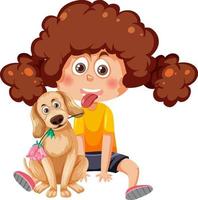A girl with her dog cartoon character vector