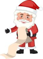 Cute Santa Claus cartoon character holding scroll vector