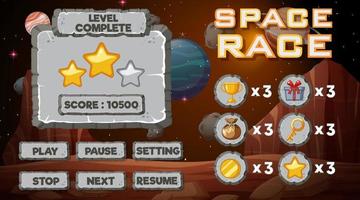 Space game background template and elements vector