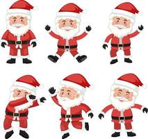 conjunto de personaje de dibujos animados de santa claus vector