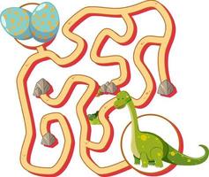 Maze game template in dinosaur theme for kids vector