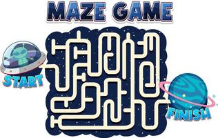 Maze game template in space theme for kids vector