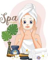 Woman applying facial mask treatment vector