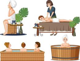 Set of spa massage objects vector