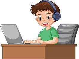 A man using laptop cartoon vector