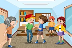 School bullying with student cartoon characters vector