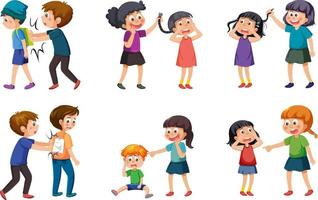 Bullying kids character collection vector