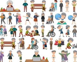 Collection of elderly people icons vector