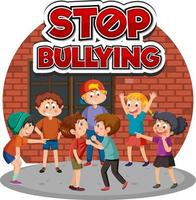 Stop Bullying text with cartoon character vector