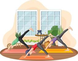 Group of people practicing yoga vector