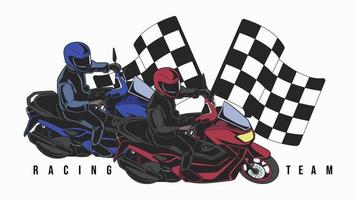 Double motorcycle and flag vector