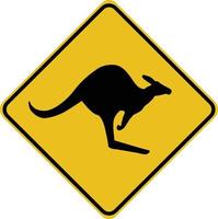 beware Kangaroo sign on traffic label. kangaroo sign. flat style. vector