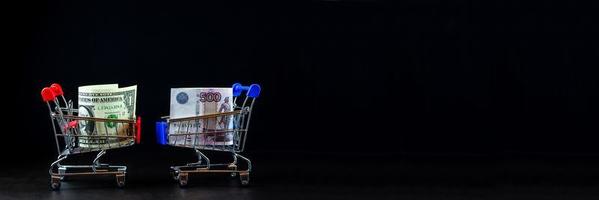 shopping cart with money photo