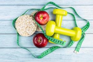 bread Apple and dumbbells photo