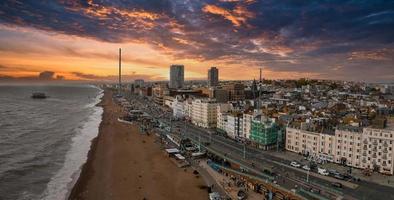 Beautiful Brighton beach view. Magical sunset and stormy weather in Brighton photo