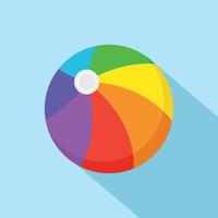 Beach ball icon with long shadow isolate on blue background. vector