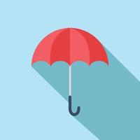 Red umbrella with long shadow isolate on blue background. vector