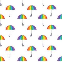 Rainbow Umbrella seamless pattern on white background. vector