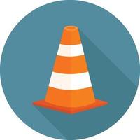 Traffic Cone circle with long shadow isolate on white background. vector