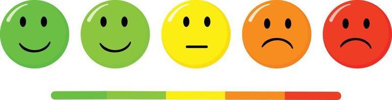 Set of Rating satisfaction emoji on white background. vector