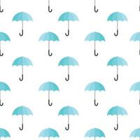 Blue Umbrella seamless pattern on white background. vector