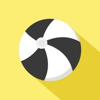 Beach ball icon with long shadow isolate on yellow background. vector